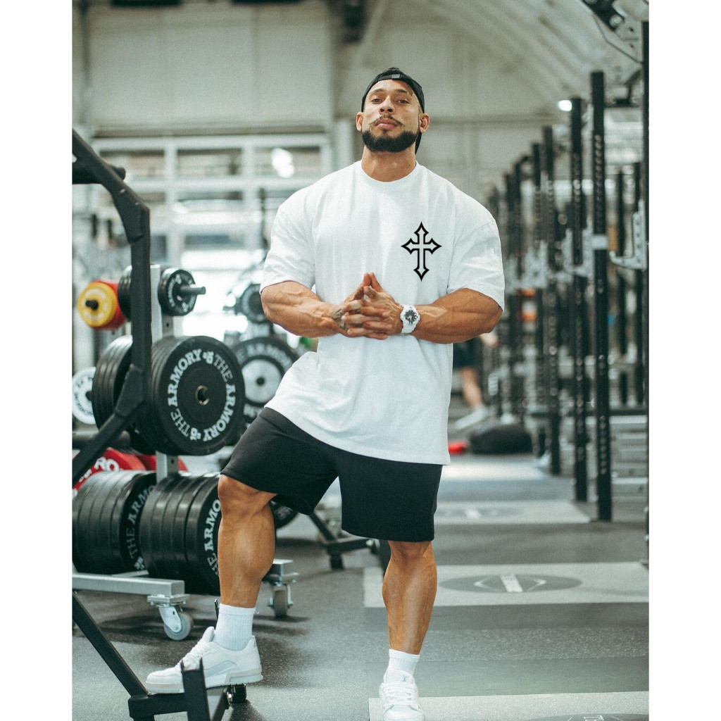 Camiseta Oversized Academia Fitness Treino Confortável  Roupas Masculinas Camisas Academia Treino Streetwear Larga