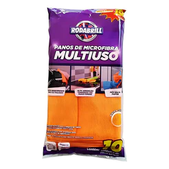 Kit 10 Panos Microfibra Multiuso Sem Fiapo Carro Moto Casa Cozinha Banheiro Laranja