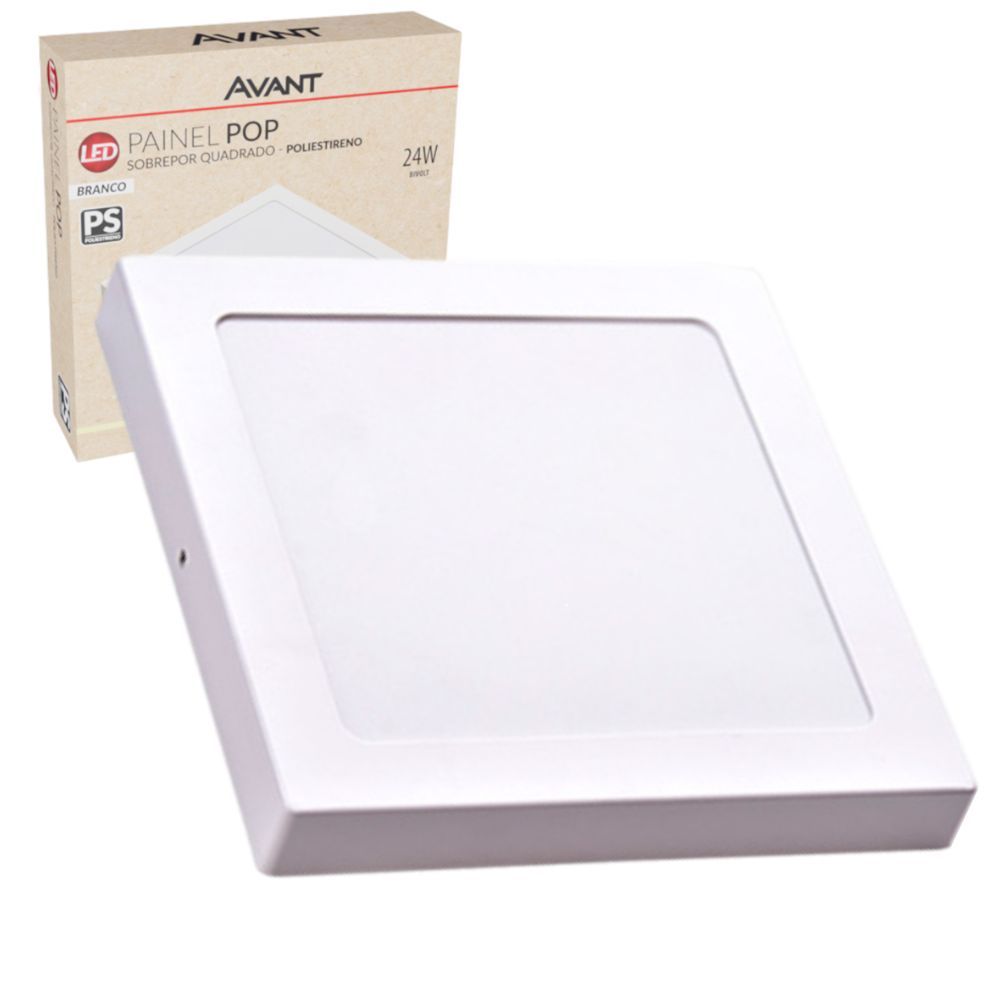 Painel Plafon Led Sobrepor 24w Quadrado 30Cm Casa Teto Luminaria Bivolt Avant