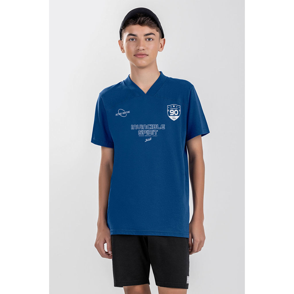 Conjunto Curto Juvenil Menino Moletom Sport Beats Azul