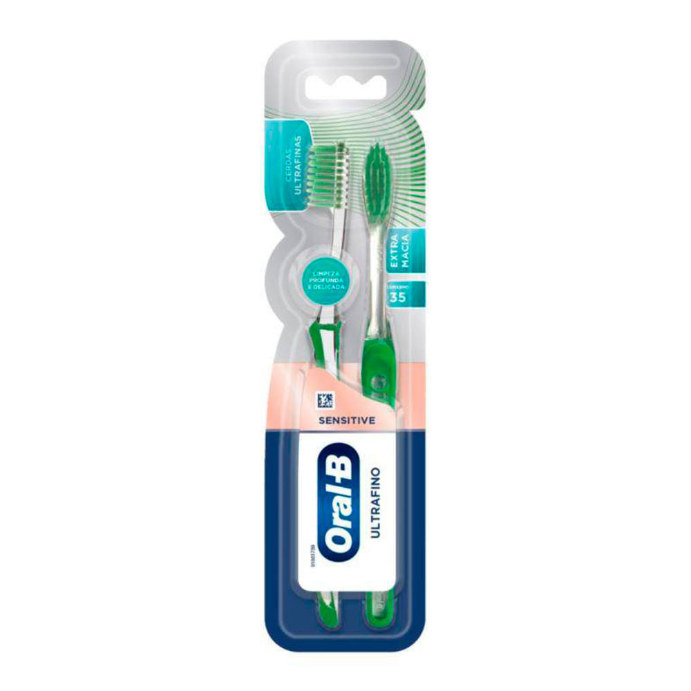 Escova Dental Oral-B Pró Saúde Ultrafino Macia Cabeça 35 Cores Sortidas com 2 Unidades