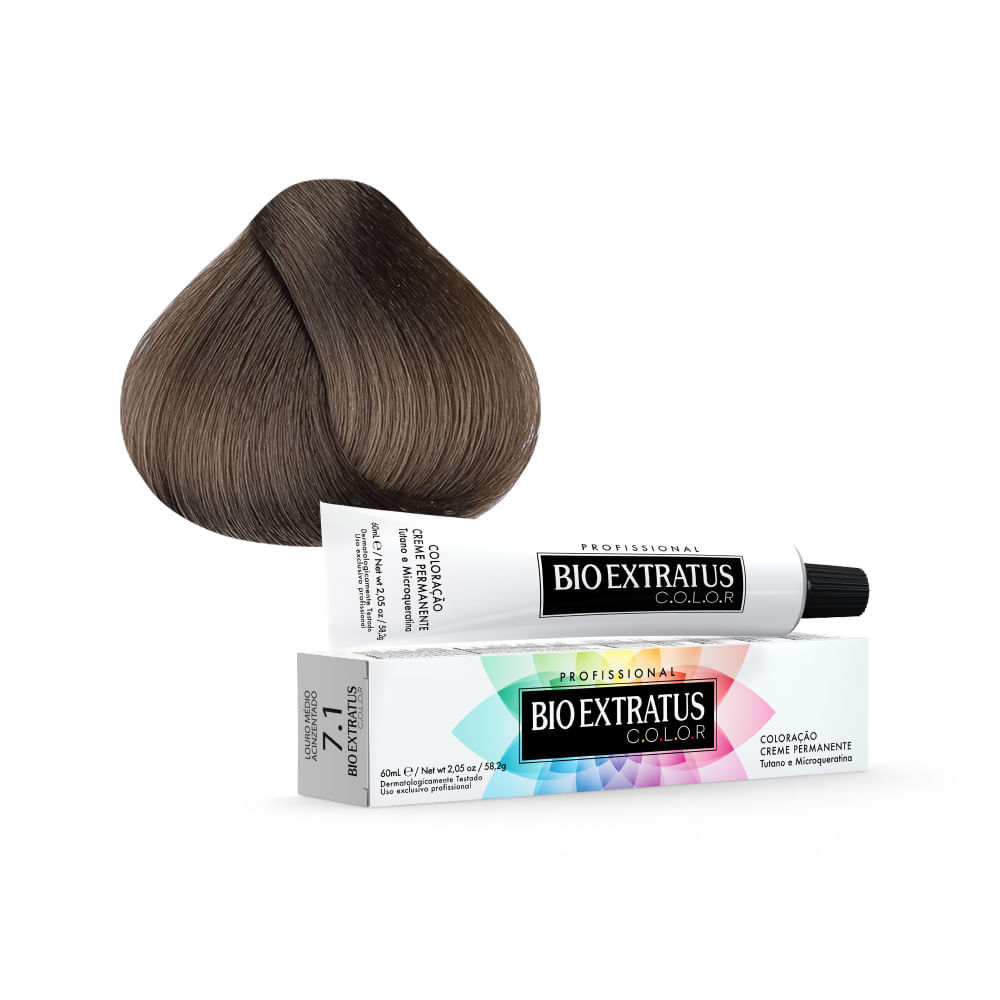 Tintura Creme Bio Extratus Color Louro Médio Acinzentado 7.1 60ml