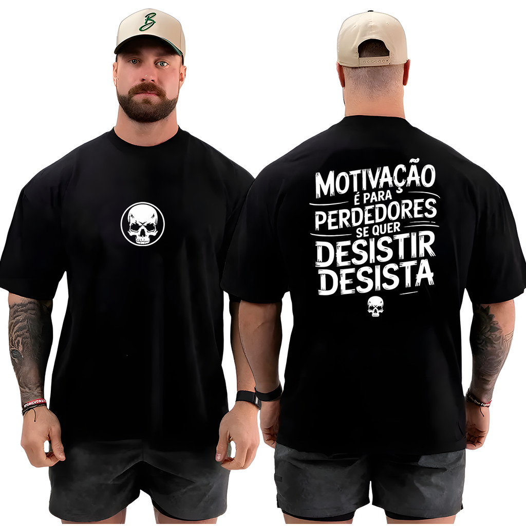 Camiseta Oversized Masculina Academia Treino Musculação Streetwear 100% Algodão Casual Conforto
