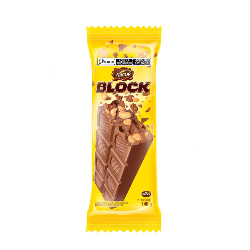 Chocolate Arcor Block ao Leite com Amendoim 140g em Oferta na Shopee