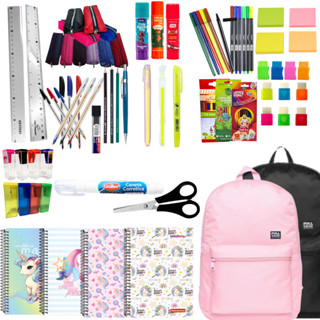 Kit Material Escolar Completo com Mochila Caderno Estojo e 43 Itens para Estudos Diários em Oferta na Shopee