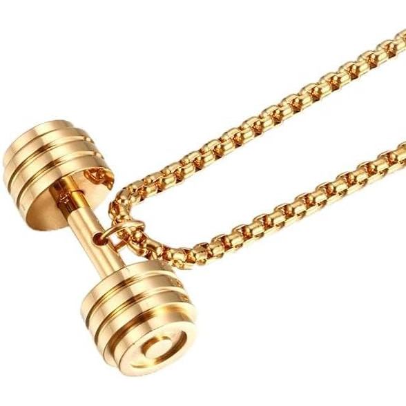 Colar de academias Halter Pingente Peso Anilha Dumbbell Corrente 60 e 70 cm