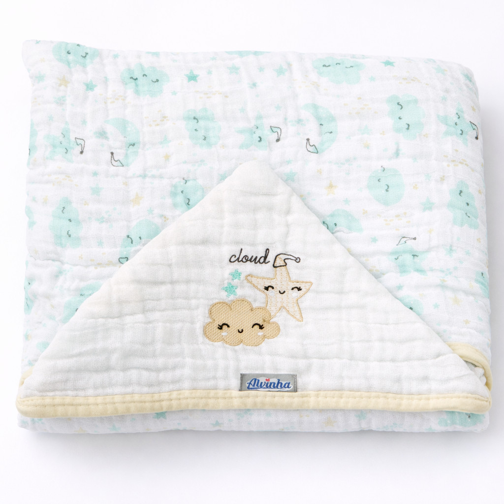 Toalha de Banho Bebê com Capuz bordado | Soft Premium 3 Camadas Super Absorvente 1,00x0,85cm