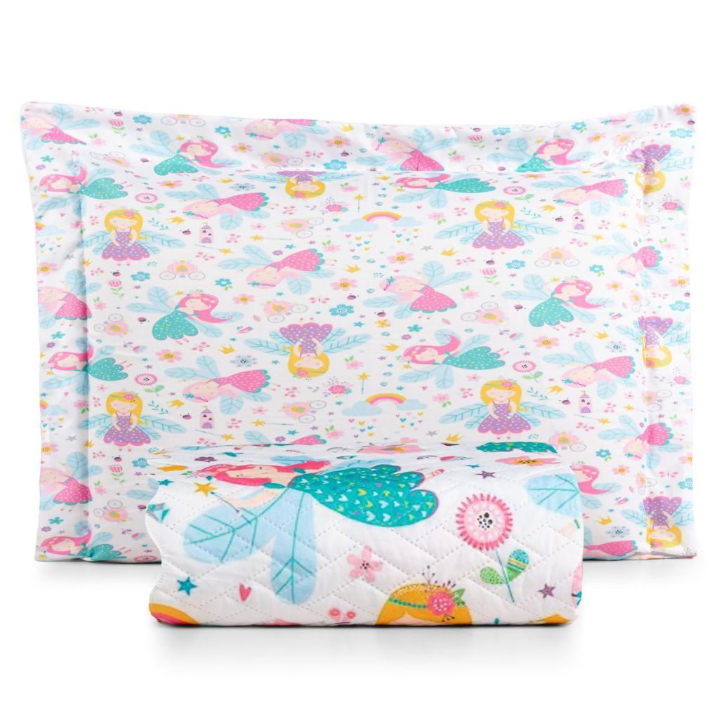Colcha Coxa Cocha Cobre Leito Jogo Roupa Cama Solteiro Matelado Avulso Quarto Menina Fadinha Branco