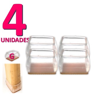 Kit 4 Protetor Silicone Pé Mesa Cadeira Retangular Transparente Proteção Piso Anti Risco Tam: G