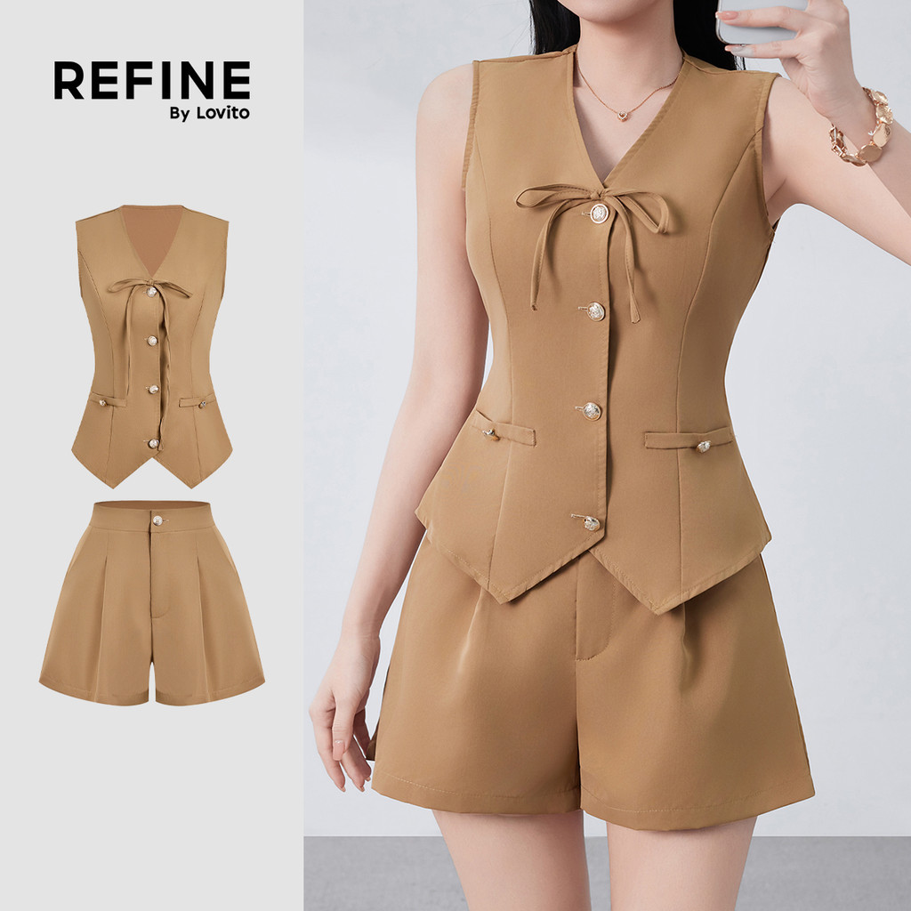 (Refine by Lovito) Tops Elegantes ou Bottoms Primavera/verão Blusa Tops ou Bottoms para Mulheres LR32E241 em Oferta na Shopee