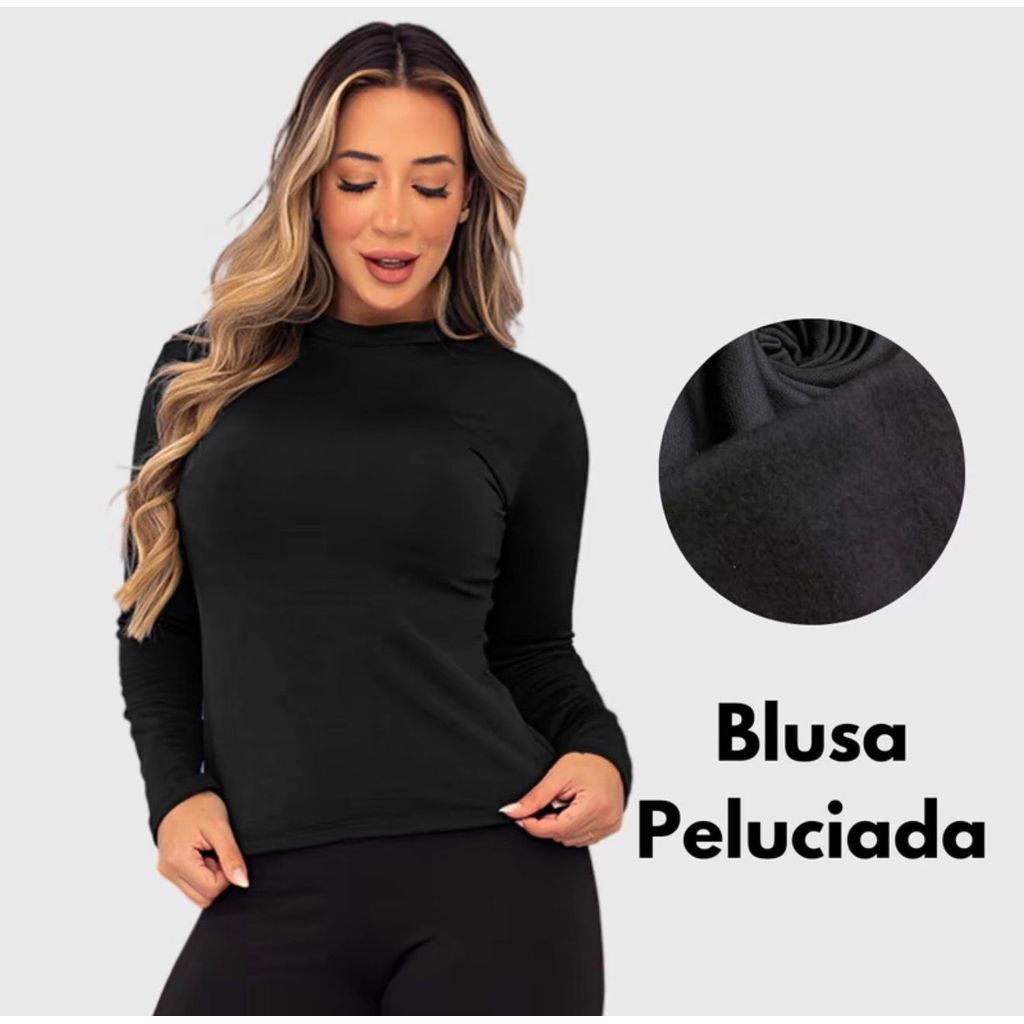 Camisa Térmica de Outono e Inverno com Forro de Lã Base Blusa de Manga Comprida de Alta Elasticidade em Oferta na Shopee