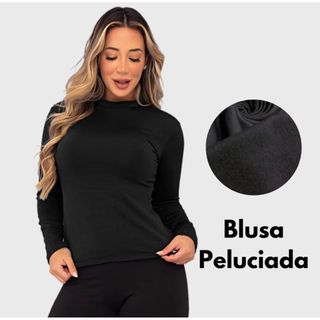 Kit 2 Camisa Térmica Peluciada Feminina pra Frio Cardigã que Regula Temperatura Corporal no Inverno