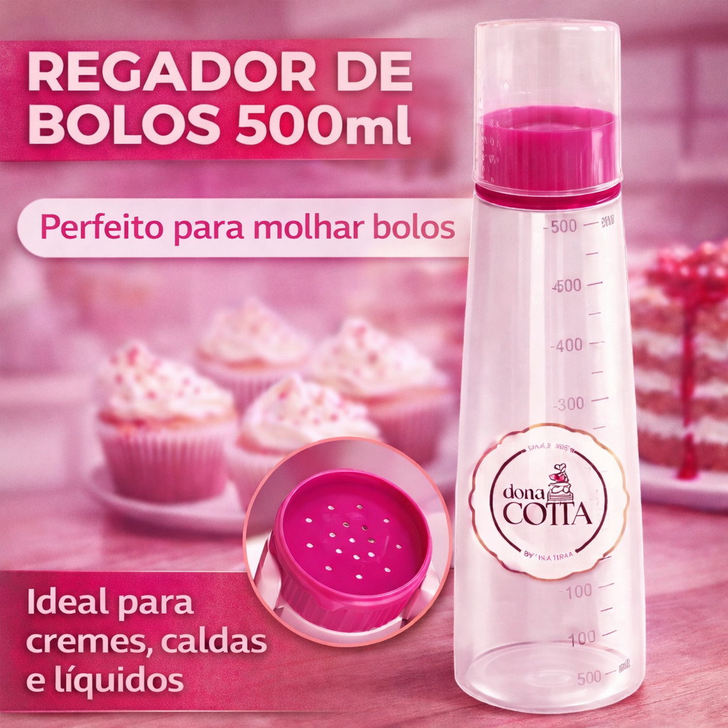 Regador Bisnaga 500ml Para Bolos Umedecedor de Massas com Chuveirinho Dosador Para Confeitaria em Oferta na Shopee