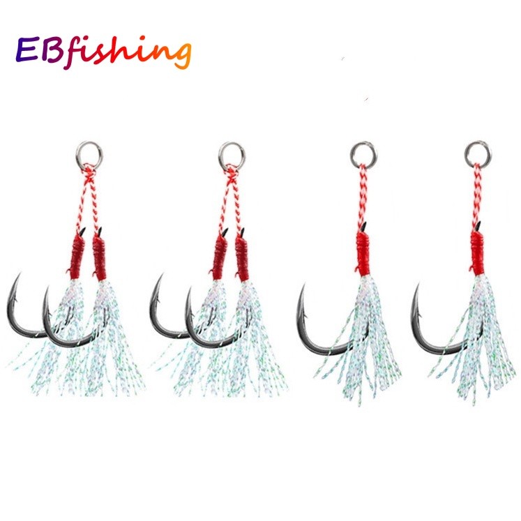 Gancho De Pesca Auxiliar Ganchos Gabarito Isca Único Duplo Lento Rápido Par Jigging Fishjig