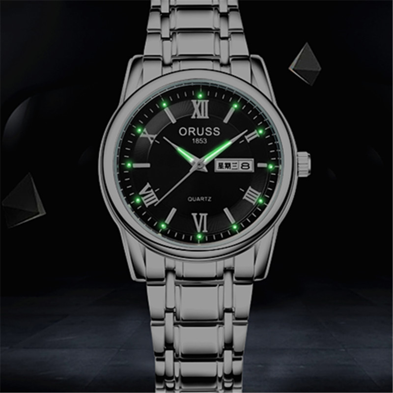 Aurus novo estilo banda de aço negócios relógio à prova dwaterproof água moda masculina relógio luminoso venda direta da