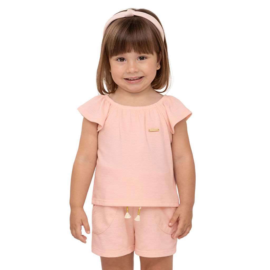 Conjunto Infantil Menina Leve Textura Colorittá Rosa em Oferta na Shopee