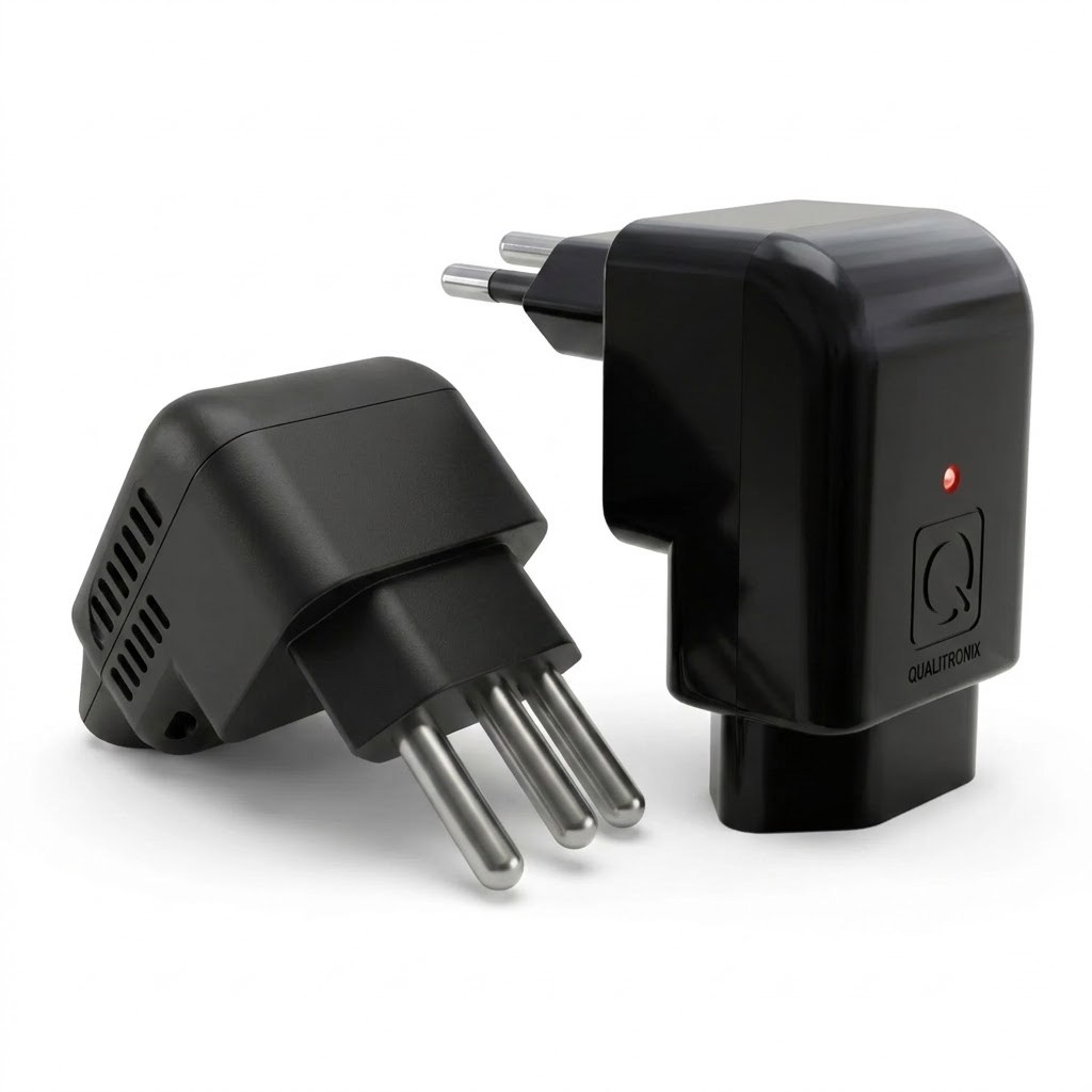 Plug Protetor de Tomada 3 Pinos 20A Preto Desing 90° Que Não Bloqueia Tomadas para Eletrodomésticos