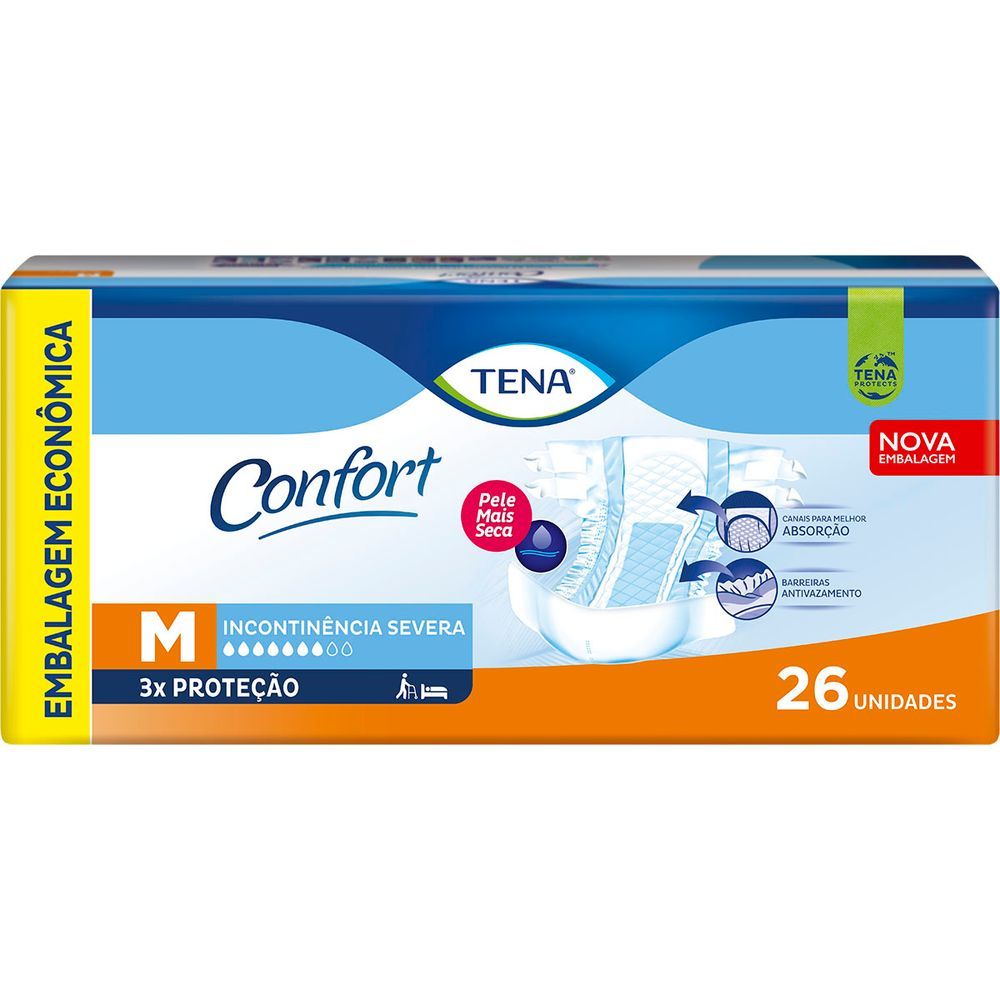 Fralda Geriátrica Tena Confort M 26 Unidades Embalagem Econômica em Oferta na Shopee
