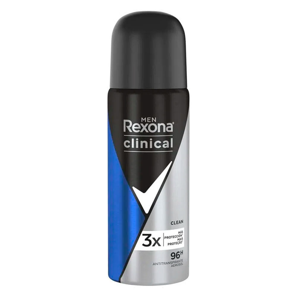 Desodorante Rexona Men Clinical Clean Aerosol Antitranspirante 96h 55ml em Oferta na Shopee
