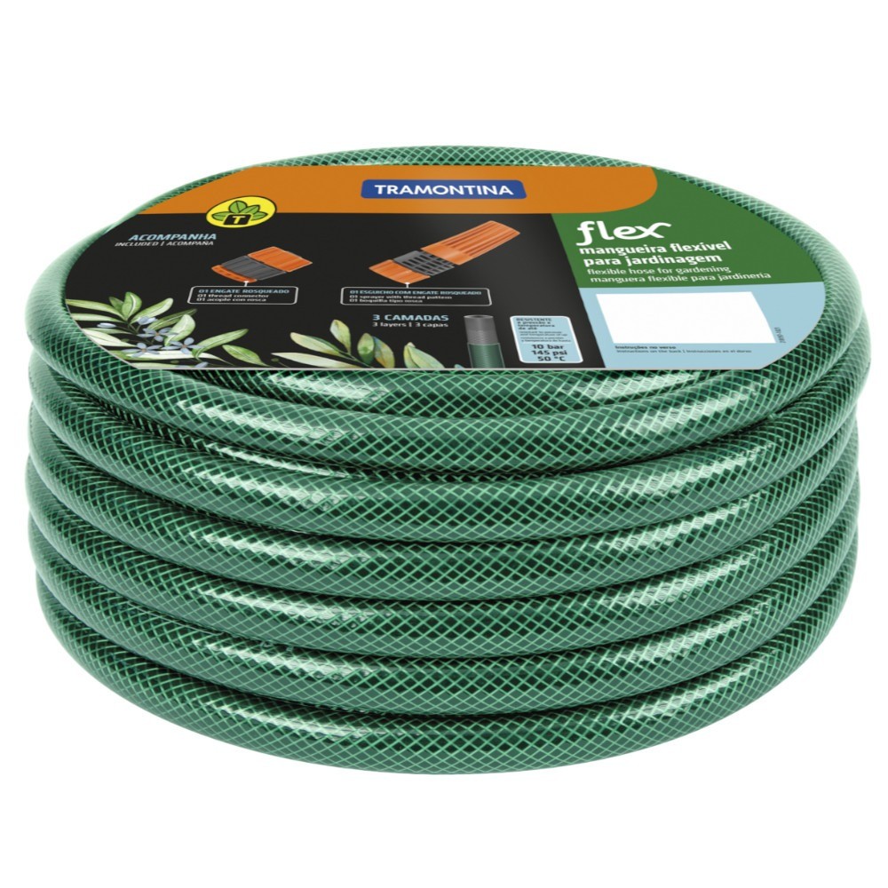 Mangueira reforçada para jardim 1/2" com 25 metros - Tramontina (Verde) em Oferta na Shopee