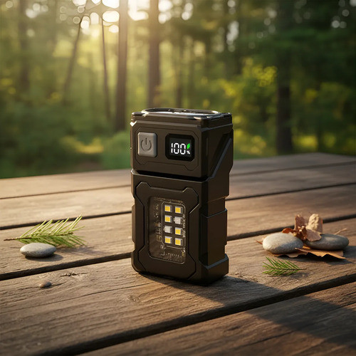 Lanterna tática potente Edc Power Bank Recarregável longa duração Sobrevivência Camping Imã chaveiro