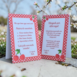 Até 30 Plaquinhas de mesa Cereja CEREJINHA vermelha - Centro de mesa Lembrancinha de festa infantil em Oferta na Shopee