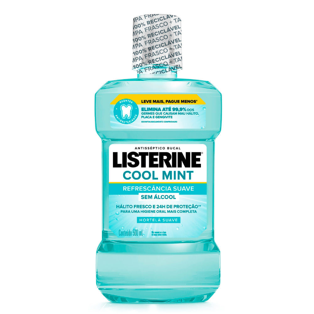 Listerine Cool Mint Enxaguante Bucal Sem Álcool 500ml em Oferta na Shopee