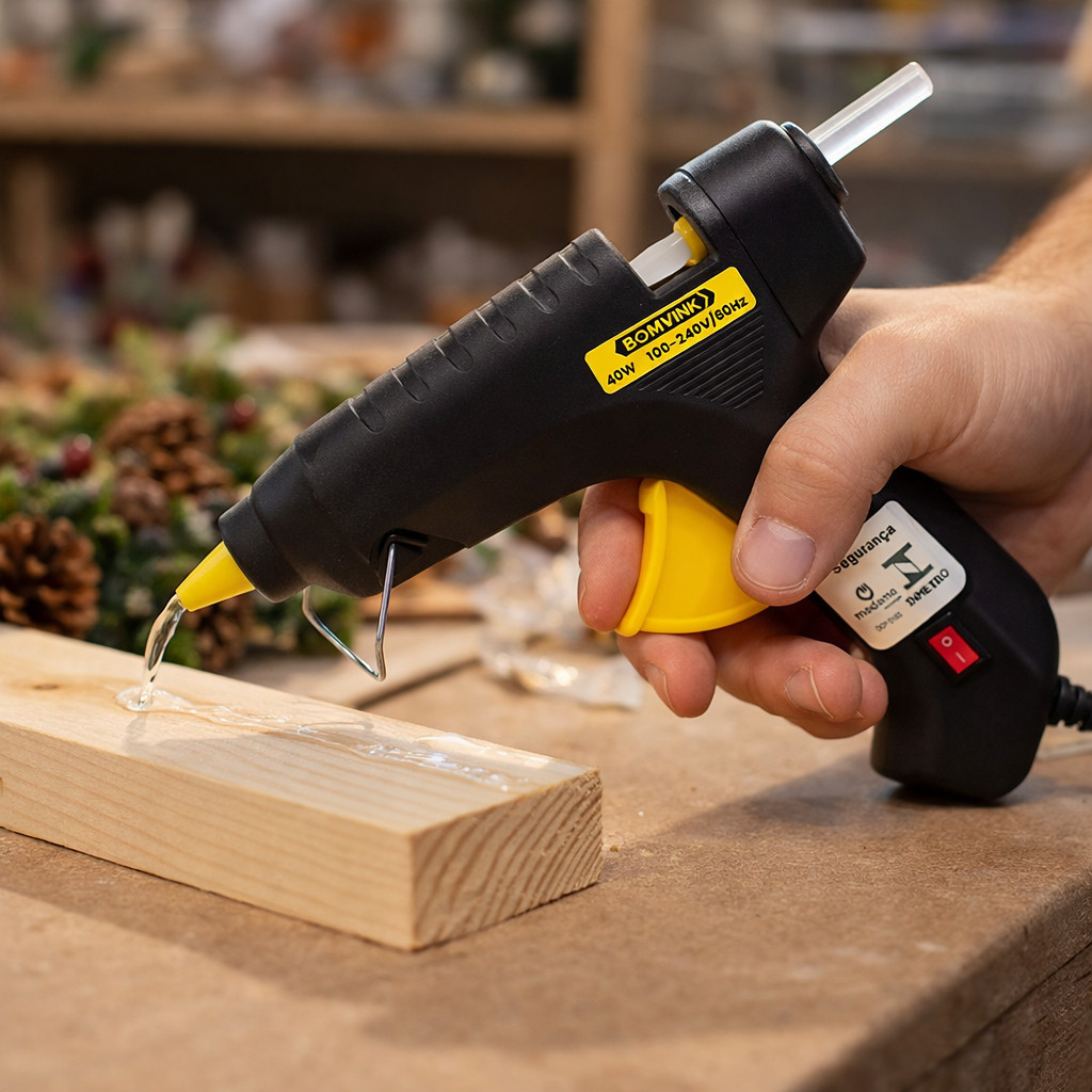 Pistola De Cola Quente Profissional 40w Bivolt Com Botão On/Off