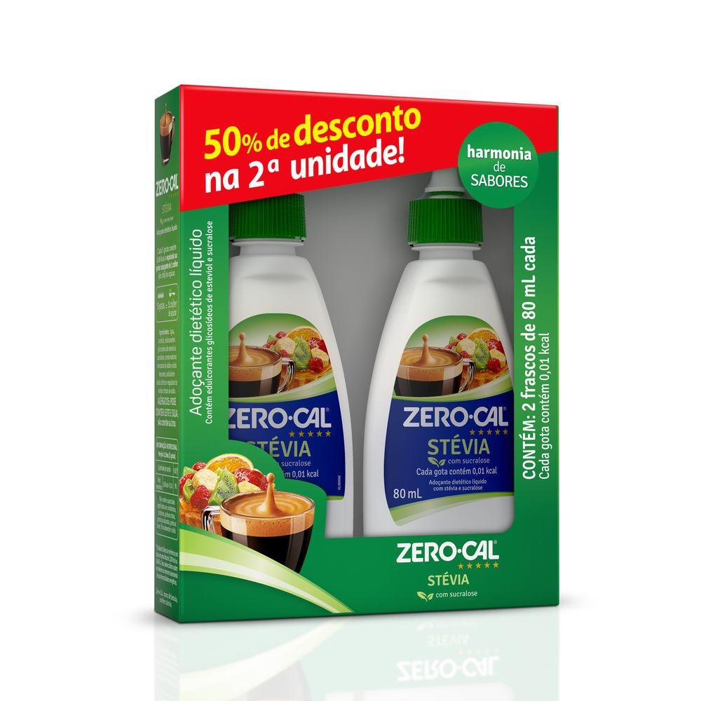 Kit Adoçante Líquido Zero-Cal Stevia 2 Unidades de 80ml cada em Oferta na Shopee