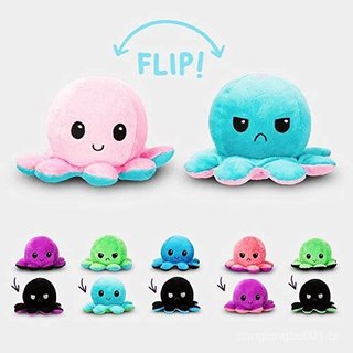 Boneca De Polvo Flip Octopus Plush Reversível Plushie Bipolar Brinquedos Recheados Melhores Presentes Para Crianças
