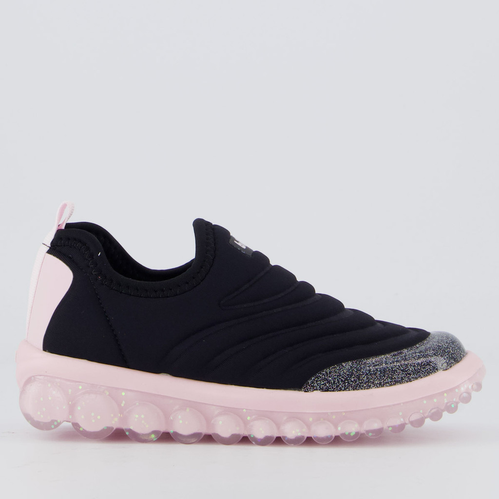 Tênis Bibi Roller 2.0 Glitter Infantil Preto e Rosa