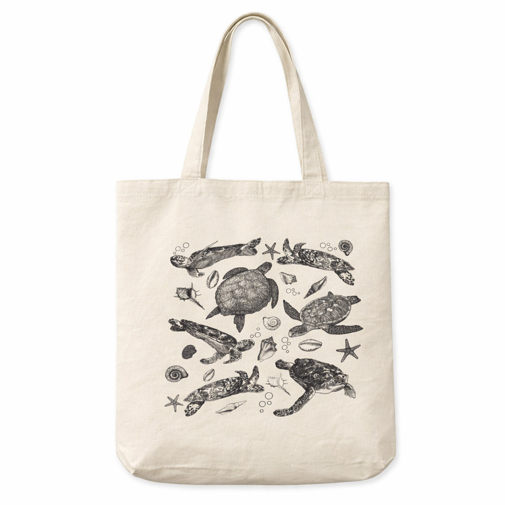 Bolsa Sacola Ecobag Algodão CruPersonagem Tartaruga Oceano - ecobag praia