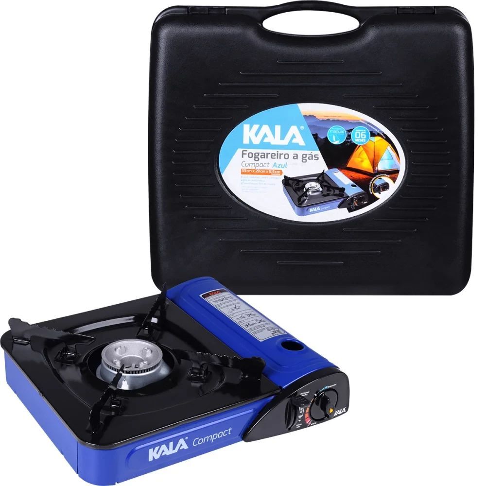 Fogareiro Camping a Gás Kala Compacto Azul 32x27cm Fogão Portátil Trilhas Camping Cozinha Outdoor