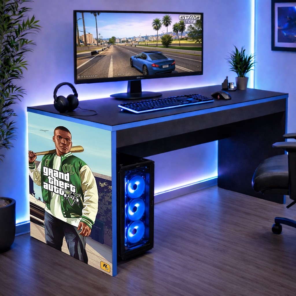 Mesinha Infantil Escrivaninha Gamer Preto e Azul Oferta
