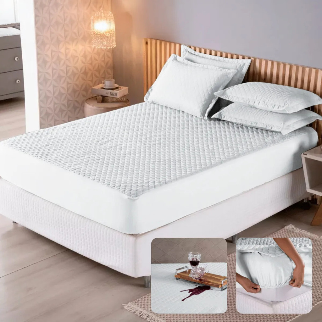 Protetor De Colchão Impermeável Matelado Com Elástico Solteiro Casal Queen King Antiácaro
