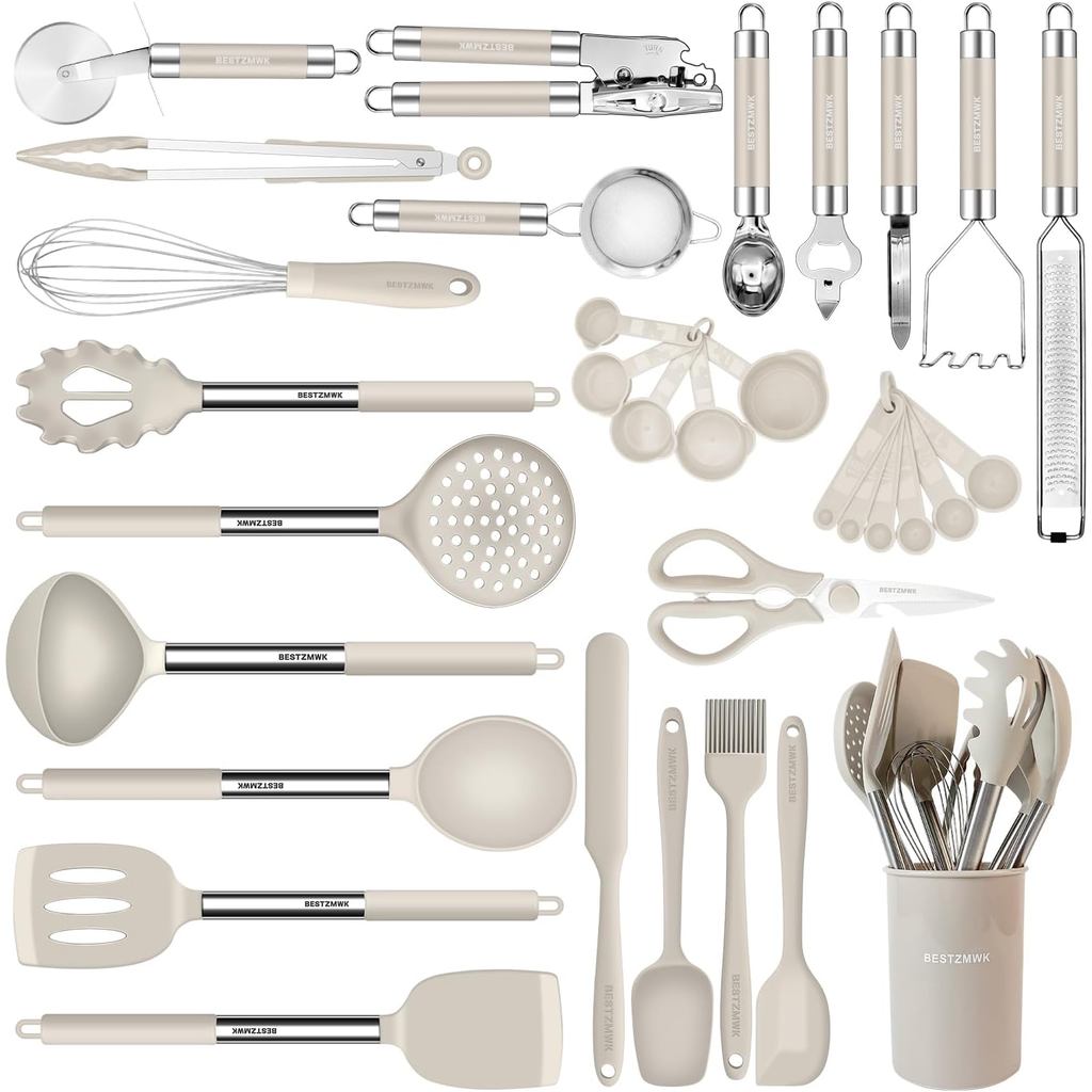 Conjunto de Utensílios de Cozinha - Utensílios de Cozinha de Silicone - 33 peças de Utensílios de Cozinha de Silicone An