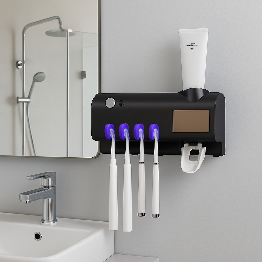 Aplicador Pasta de Dente Suporte Dispenser Escova Com Esterilizador UV Porta Escova