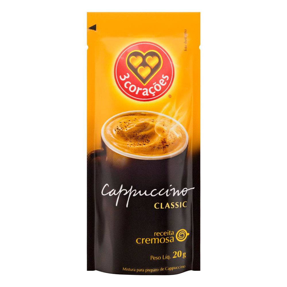 Cappuccino 3 Corações Classic Sachê 20g em Oferta na Shopee