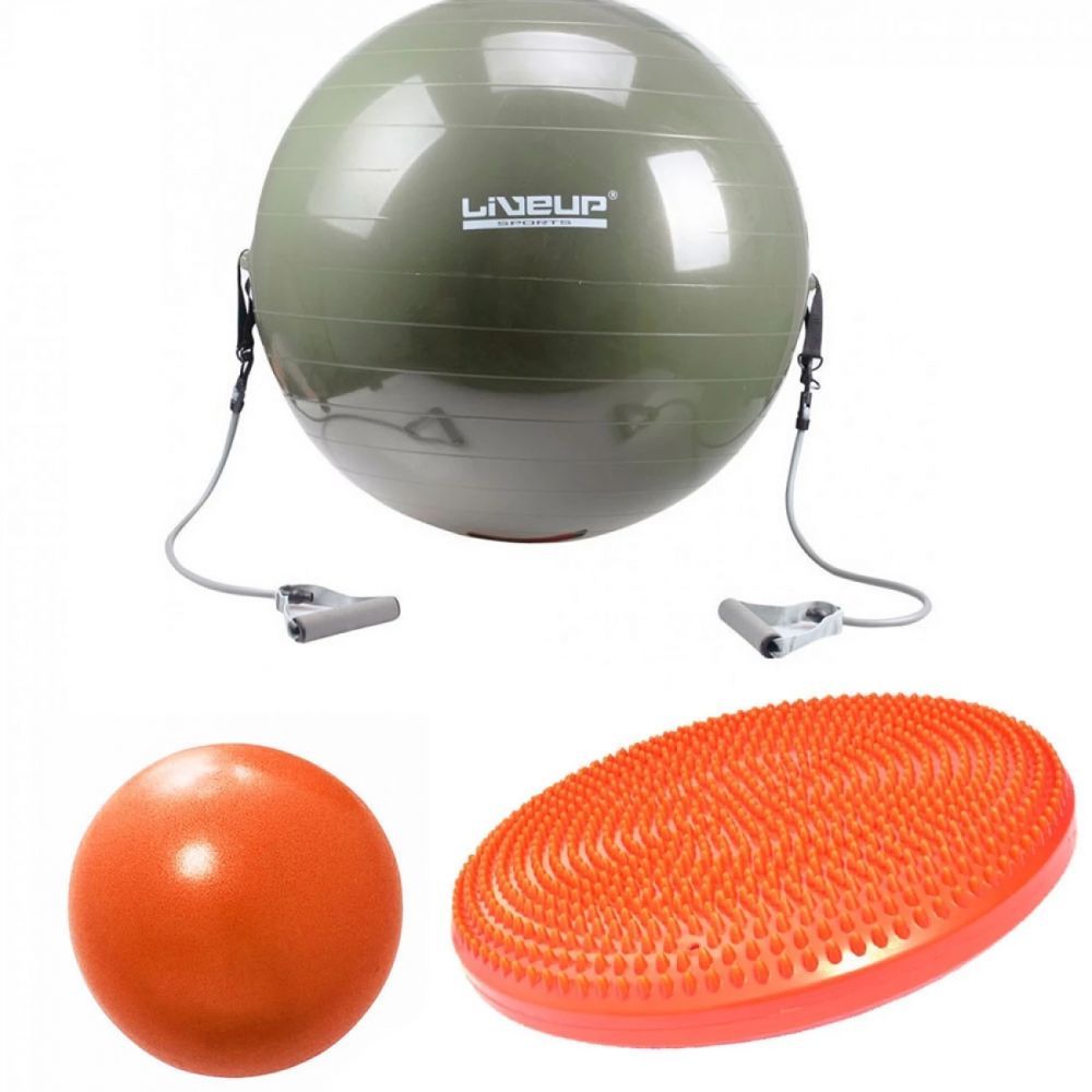 Kit Pilates Disco de Equilíbrio + Bola 65cm + Overball 25cm