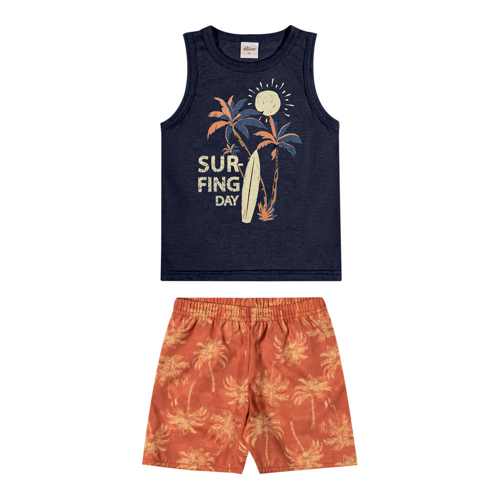 Conjunto Infantil Menino Surfing Elian Azul em Oferta na Shopee