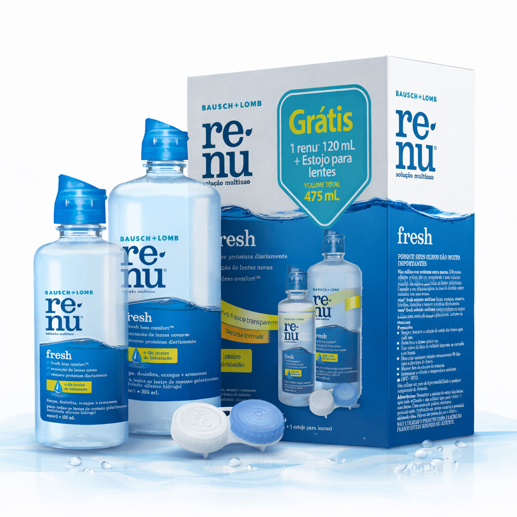 Kit Renu Fresh Solução Multiuso Para Lentes 355ml 120ml Bausch + Lomb 475 Ml em Oferta na Shopee
