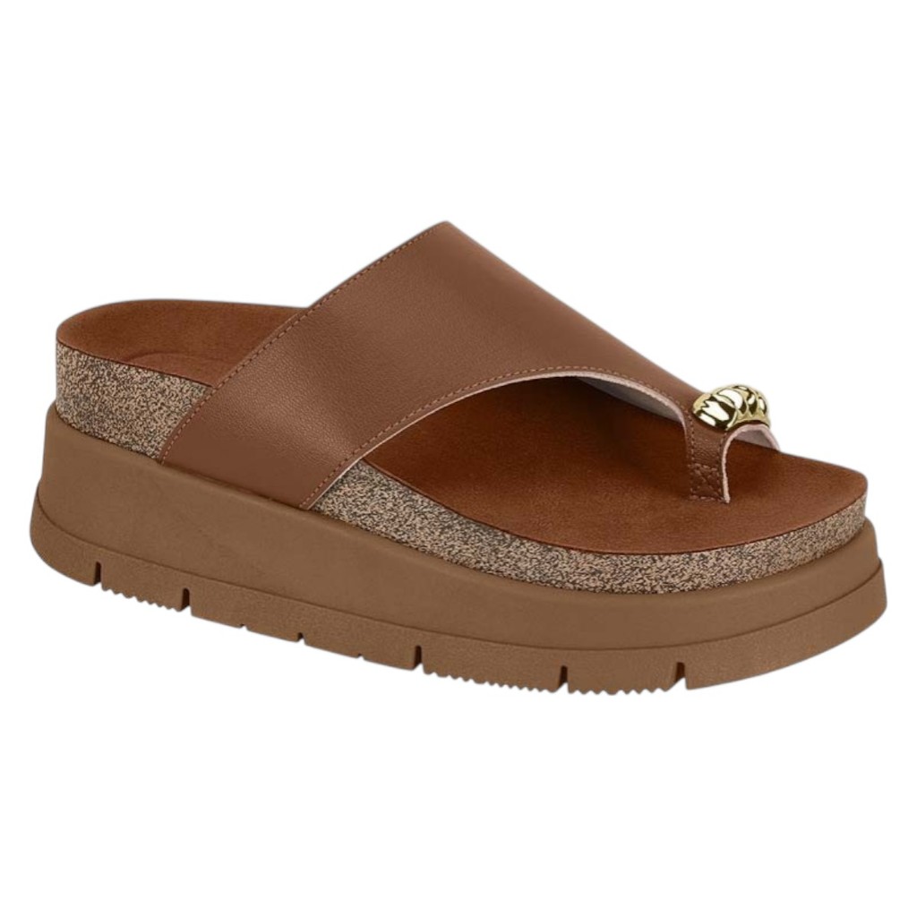 Tamanco Chinelo Papete Flatform Feminino  Leve Macia Detalhe Dourado no Dedo Confortável Moleca