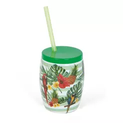Copo bojudo com Canudo e Tampa Frutas Diversas