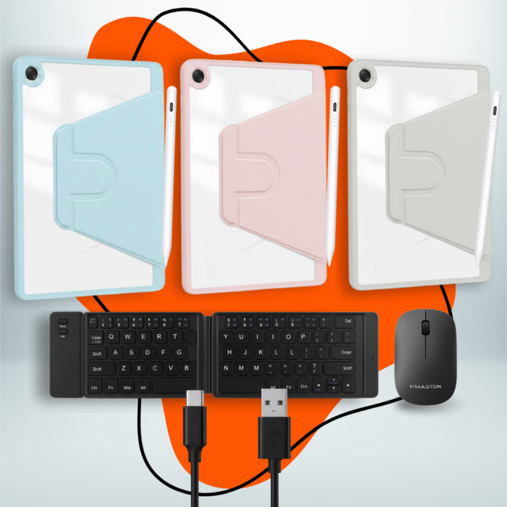 Kit Capa Teclado Mouse Para Tab Galaxy A9 8.7 Feminino Sortido