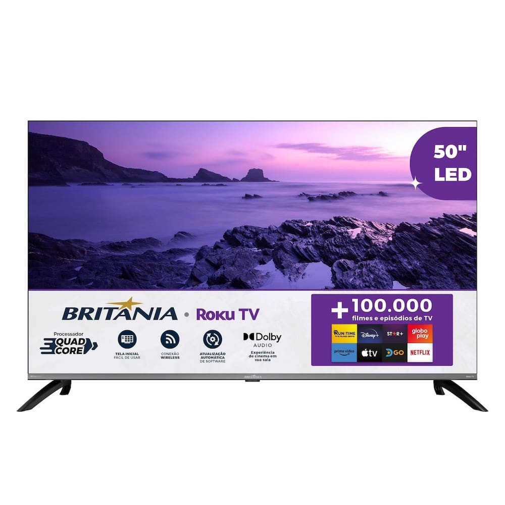 Smart TV 50 4K UHD B50CRA Roku TV HDR10 Dolby Audio Britânia em Oferta na Shopee