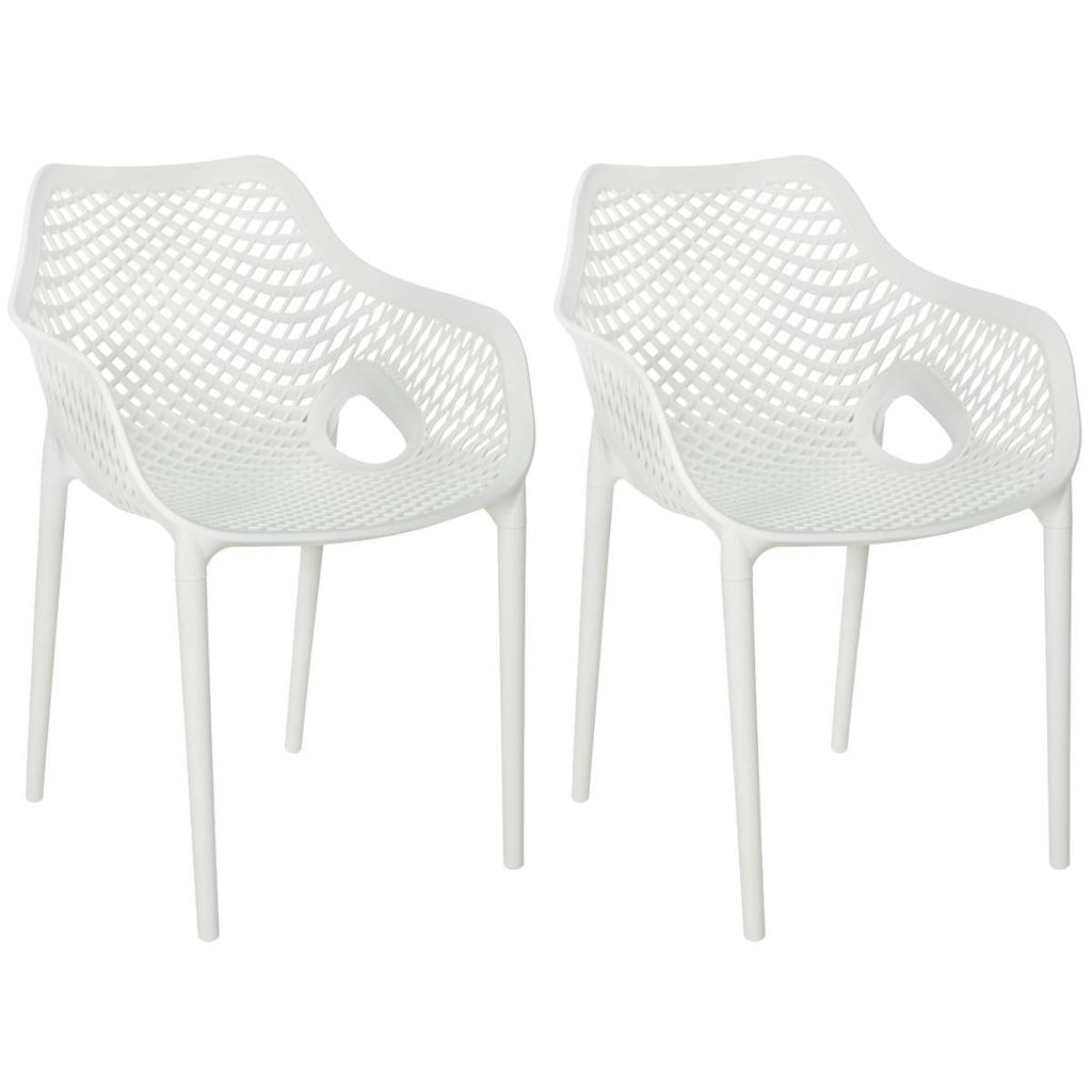 Kit 2 Cadeiras de Jantar Design Suits com Braços Empilhável em Polipropileno