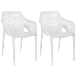 Kit 2 Cadeiras de Jantar Design Suits com Braços Empilhável em Polipropileno