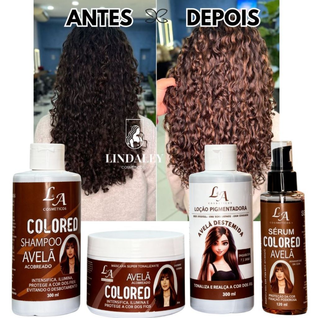 Kit Completo Tonalizante Marrom Intenso Avelã Original 4em1 - Shampoo Condicionador Máscara e Sérum em Oferta na Shopee