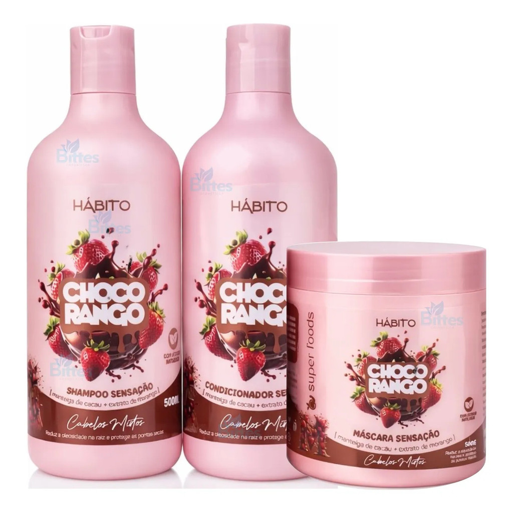 Kit Hidratação de Cabelo Chocorango Capilar Hábito Cosméticos chocolate com morango