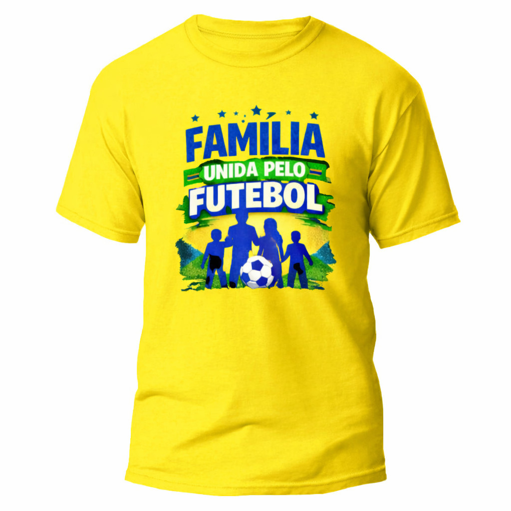 Camiseta Família Unida Pelo Futebol Brasil Copa do Mundo 2026 VÁRIAS CORES 100% Algodão Envio Imediato Mood.VestFranca